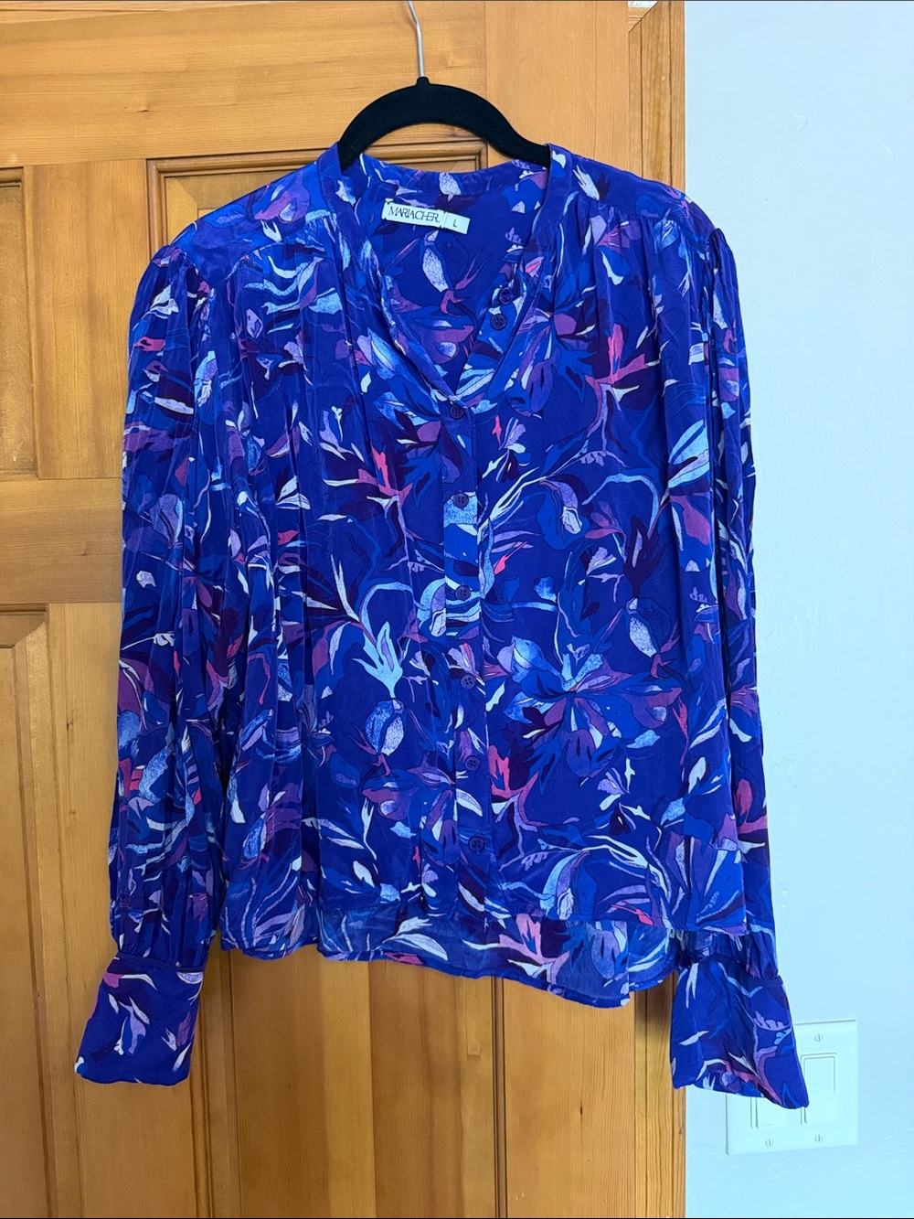 Maria Cher. Purple Floral Long-Sleeve Blouse
